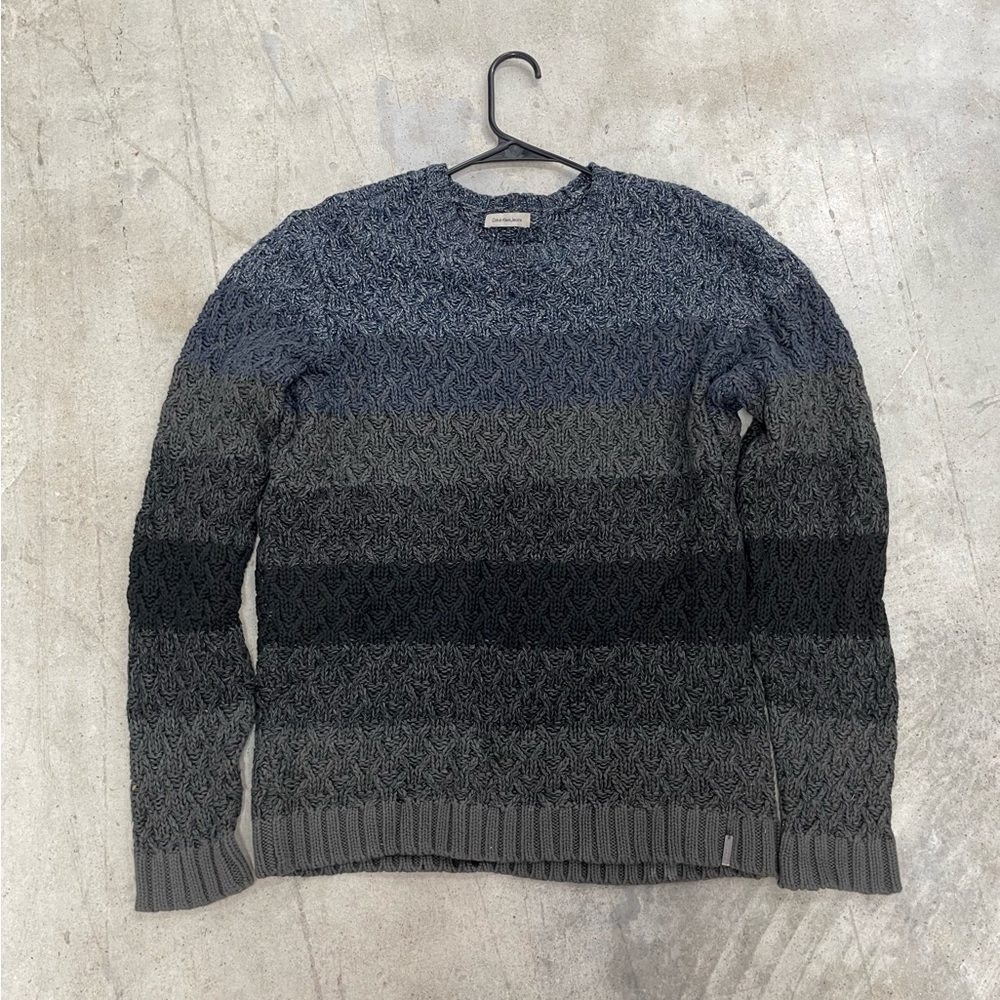 Calvin Klein Men's Black and Gray Crewneck Sweater